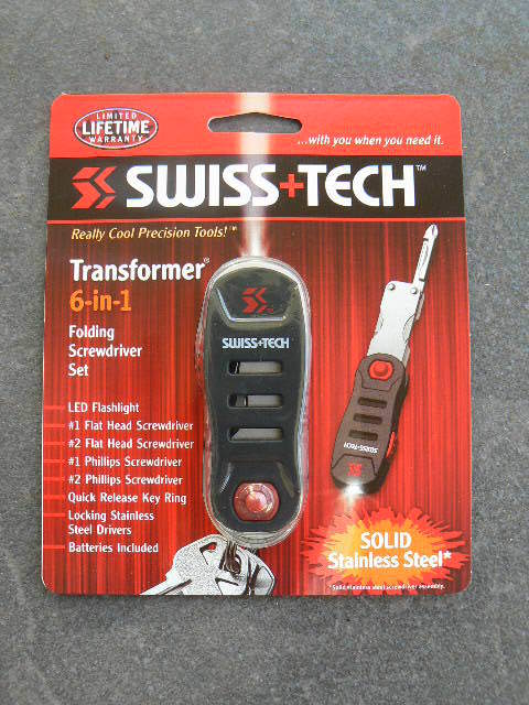 SWISS+TECH Transformer 6-in-1 Folding Screwdriver Set Tool LED Flashlight 11300