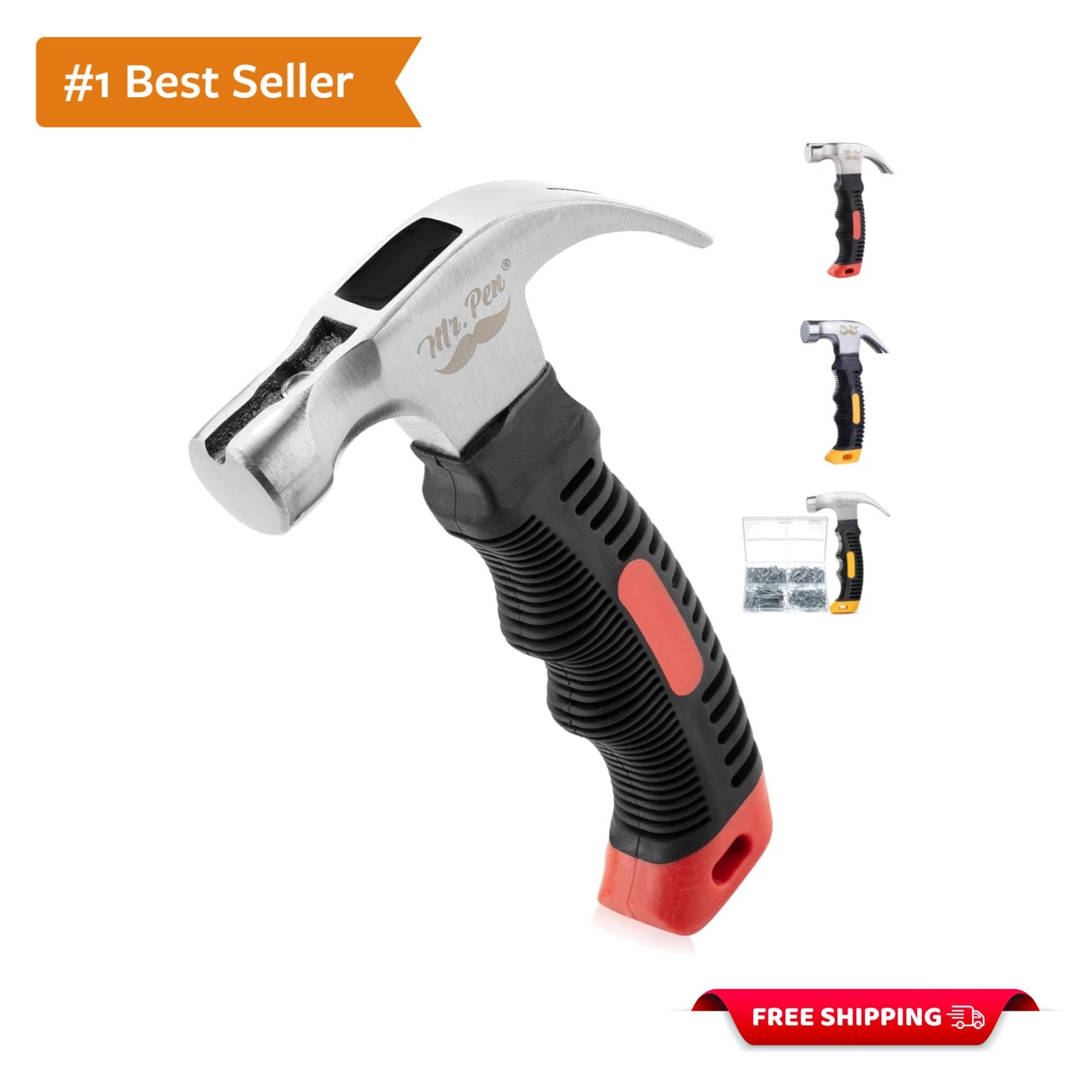 Compact 8oz Stubby Claw Hammer with Non-Slip Grip – Perfect for DIY Projects
