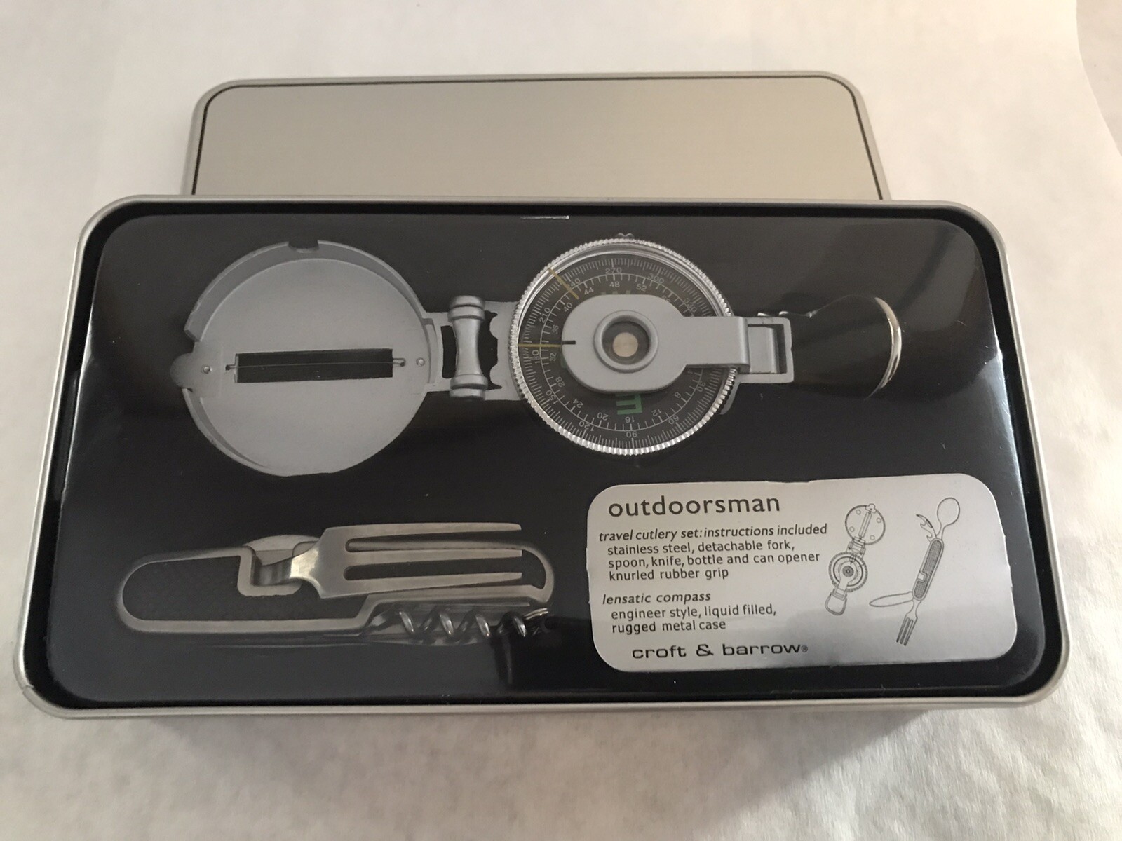 NEW Croft and Barrow Set Outdoorsman Folding Cutlery Engineer Compass NIB Metal