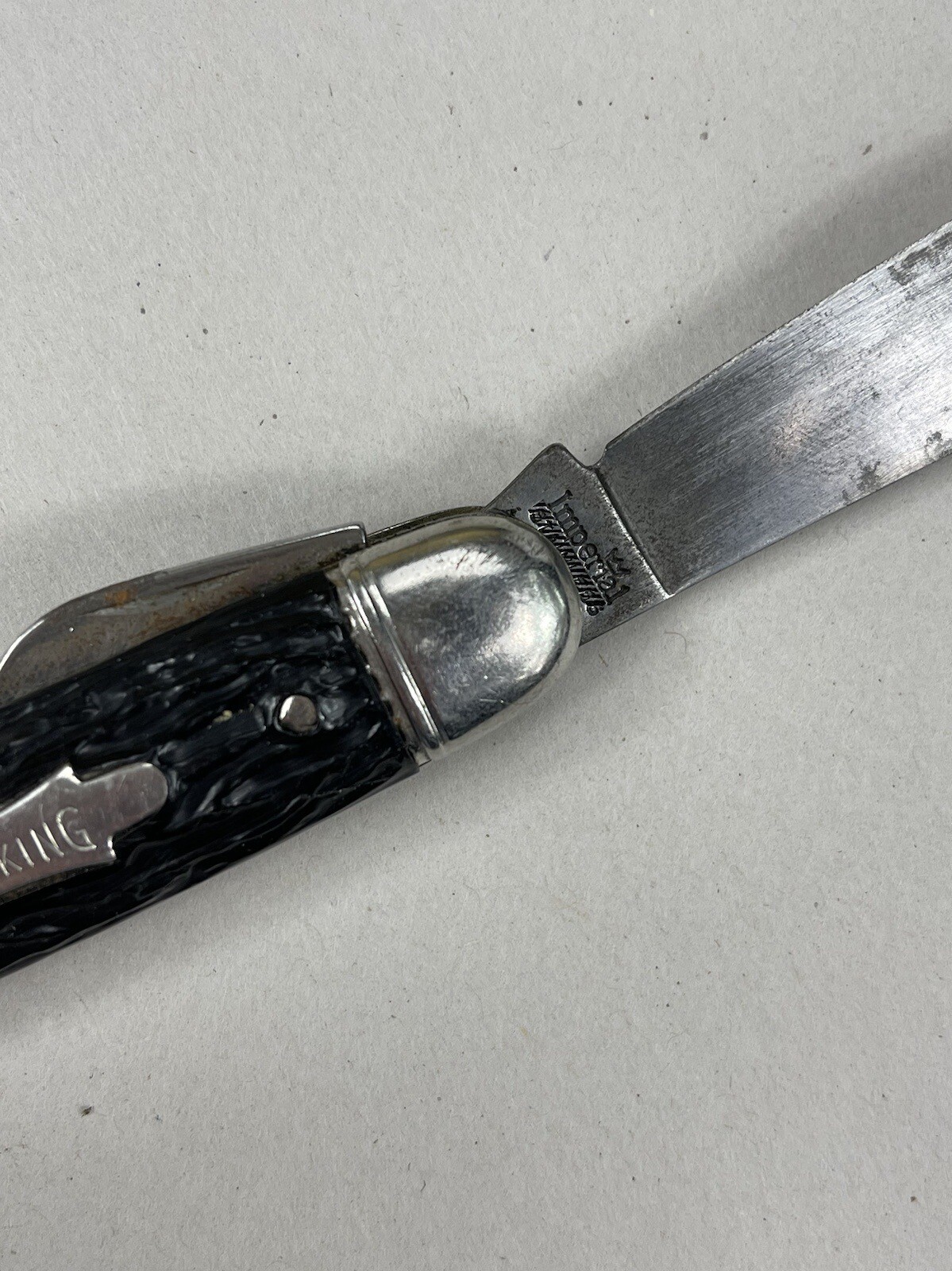 Vintage Imperial Multi Tool Pocket Knife Opener, Blade Pick Key Chain 50s Black