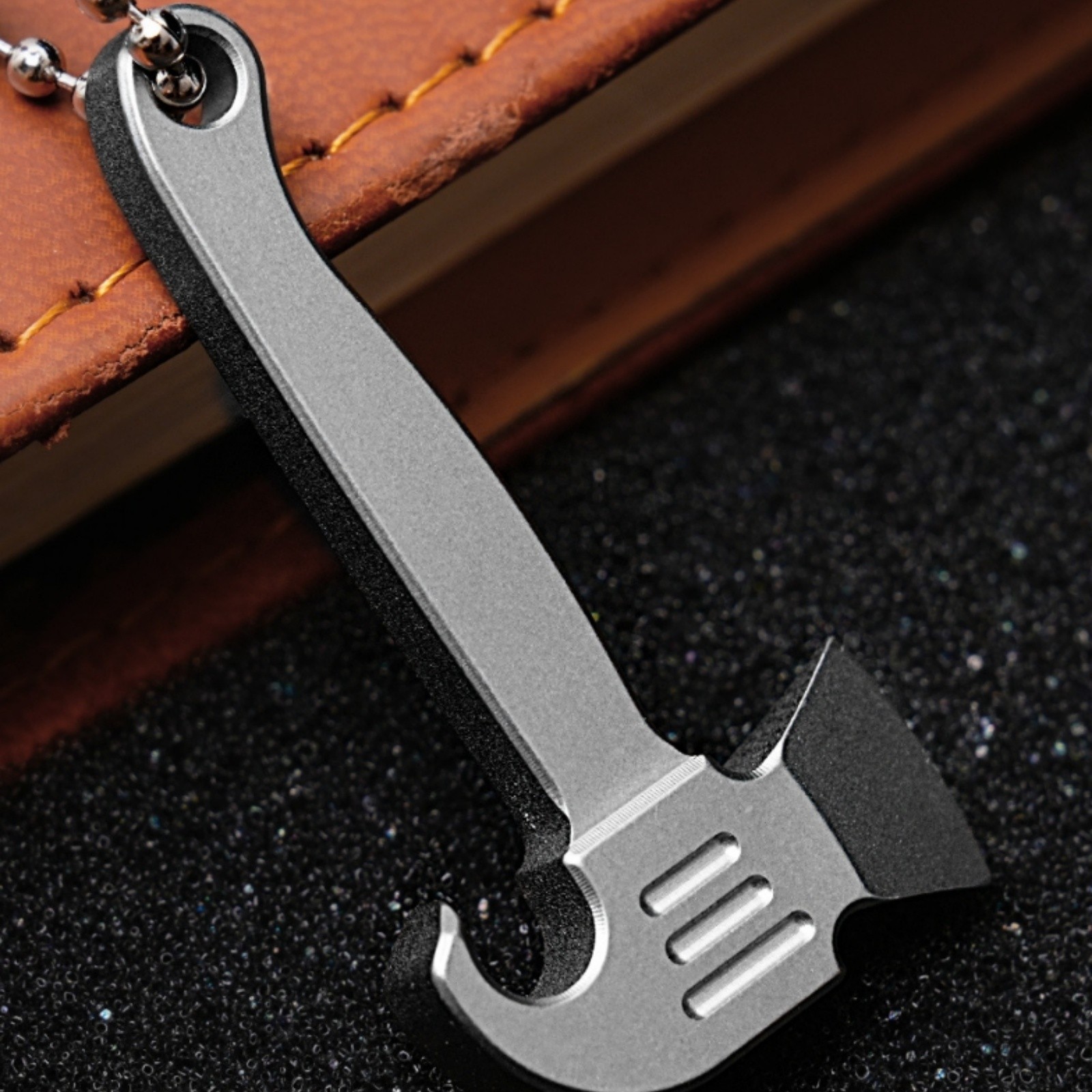Titanium Alloy Mini Pry Bar EDC Keychain Tool Bottle Opener Necklace Pocket