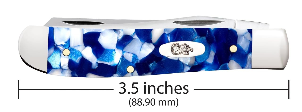 Case XX MINI TRAPPER 3.5″ BLUE CRACKLE KIRINITE Pocket Knife 50725-10207 SS