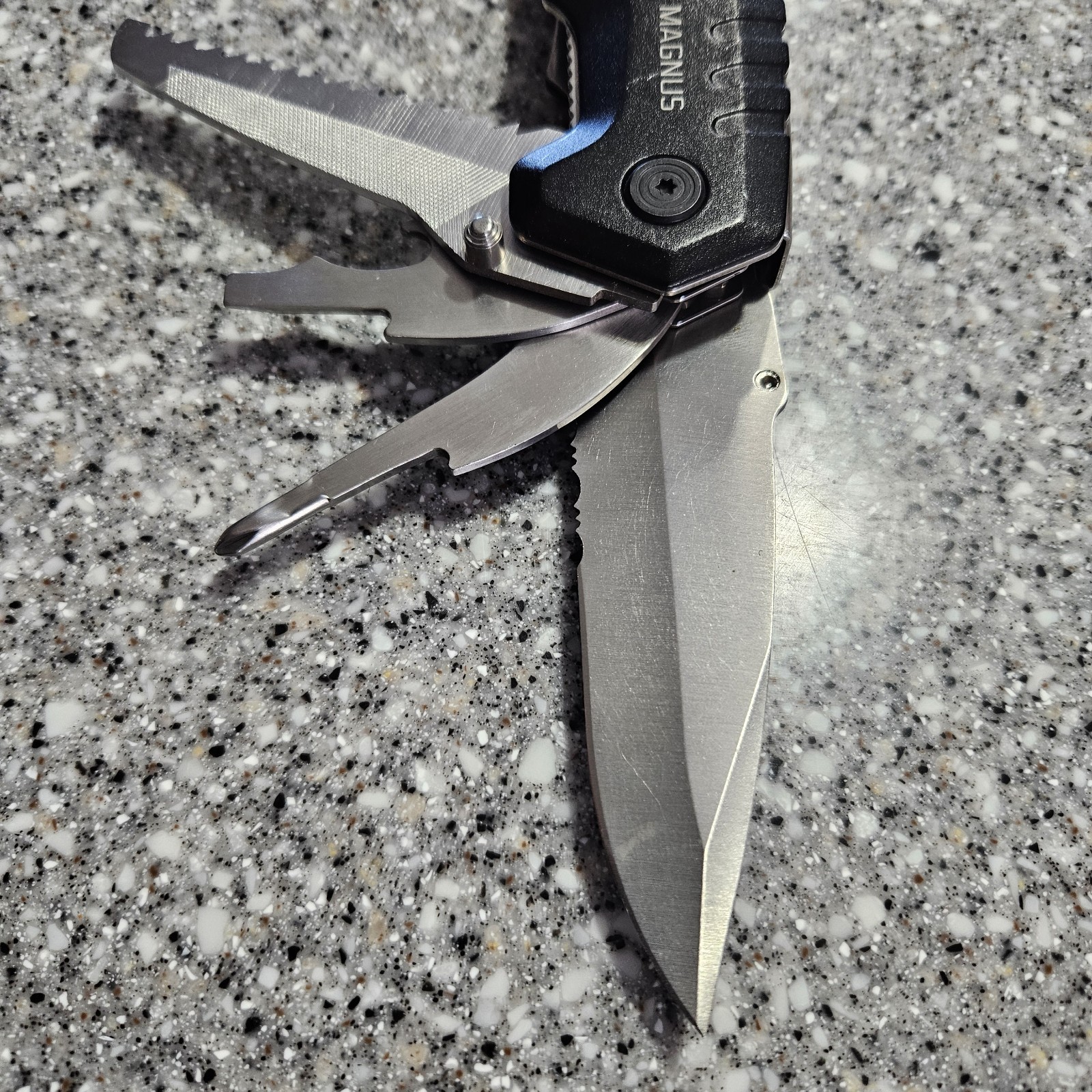 Kilimanjaro Magnus 9-in-1 XL Multi-Tool Folding with Snap Pouch. 10″ Blade Out!