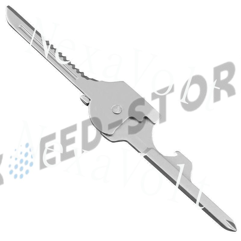 1PCS New 6-in-1 Utili Key Tool Keyring Keychain Multifunction Stainless Steel