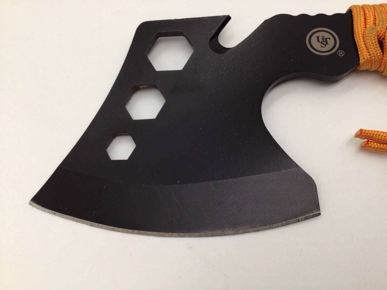 Used UST Survival Axe Hatchet Tool Paracord Handle Hex Wrench Bottle Opener