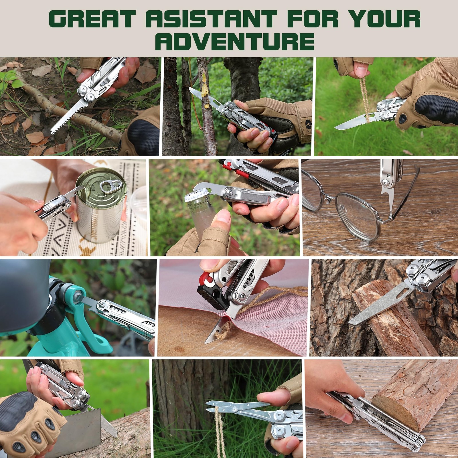 Multitool, 19-in-1 Stainless Steel Multi Tool Pliers, Self-locking EDC Gear with