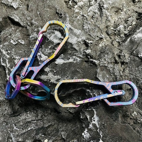 Titanium Alloy Keychain Carabiner w Ring Outdoor EDC Waist Hanging Buckle Tool