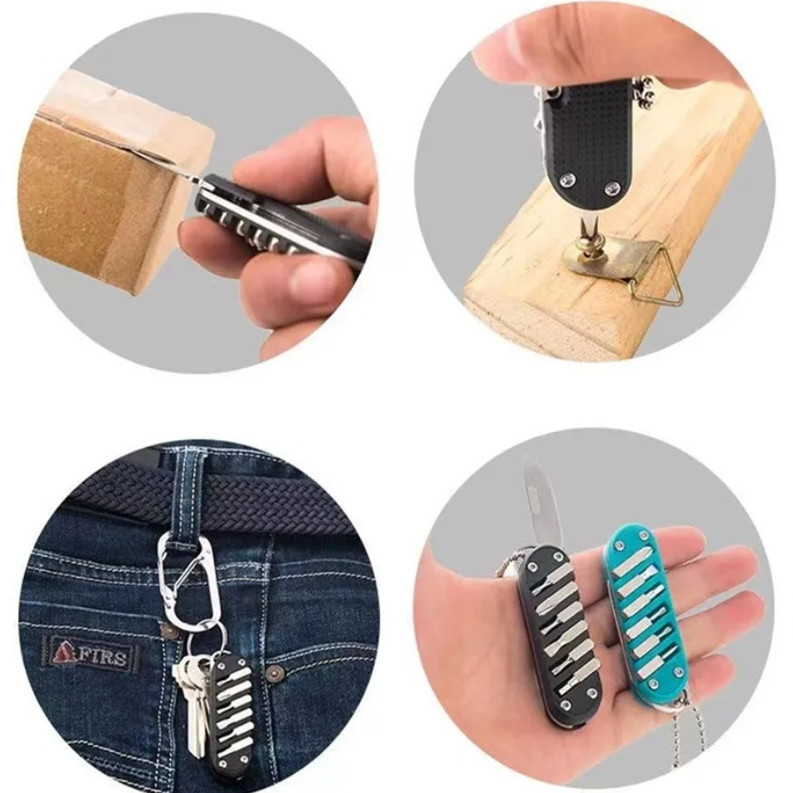 1pc Multifunctional Folding Knife Keychain Tool with Screwdriver Stainless Steel