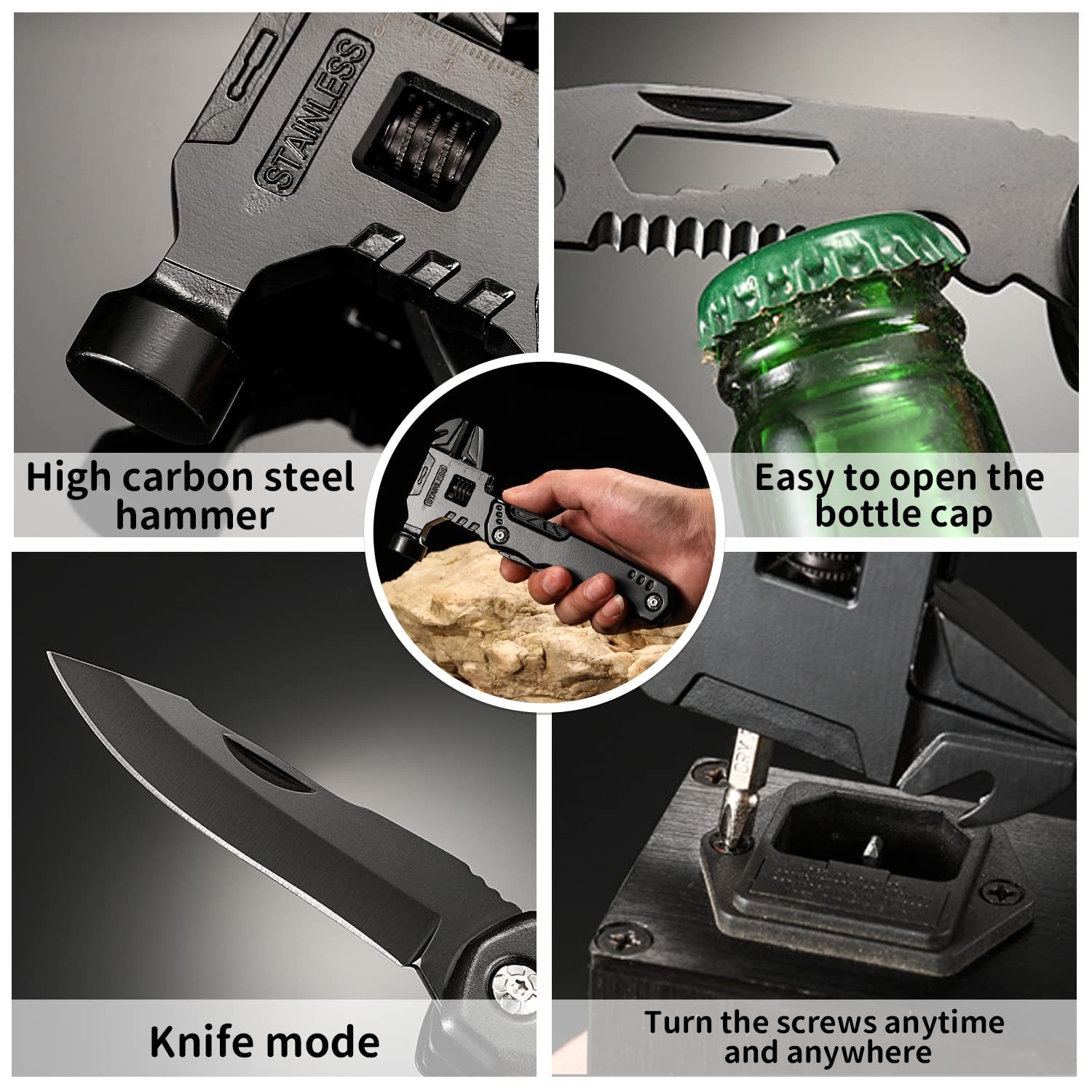 16 in 1 MultiTool Camping Accessories Outdoor Survival Tools for Dad Men Date…