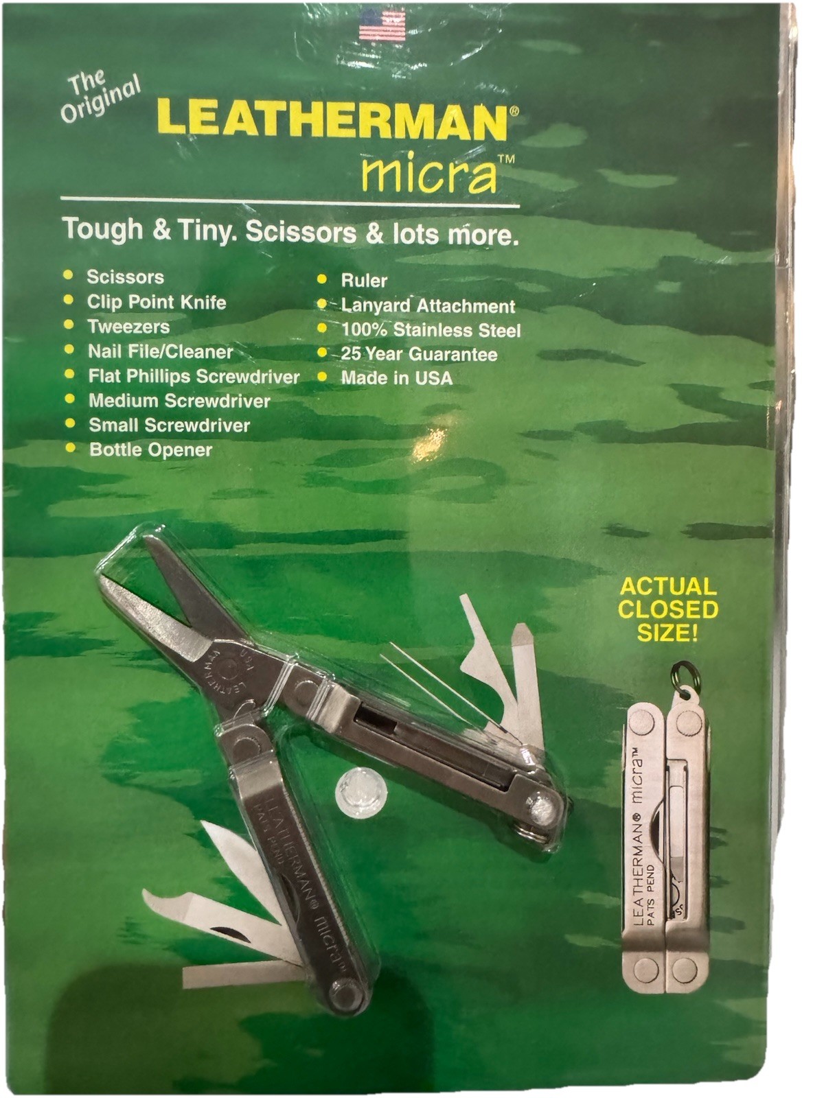 Vintage 1996 Leatherman Micra NOS Sealed First Year Multi Tool USA Pat Pending