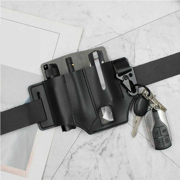 Tactical Waist Bag Leather Multi Flashlight Knife Case Holster Pouch Storage New