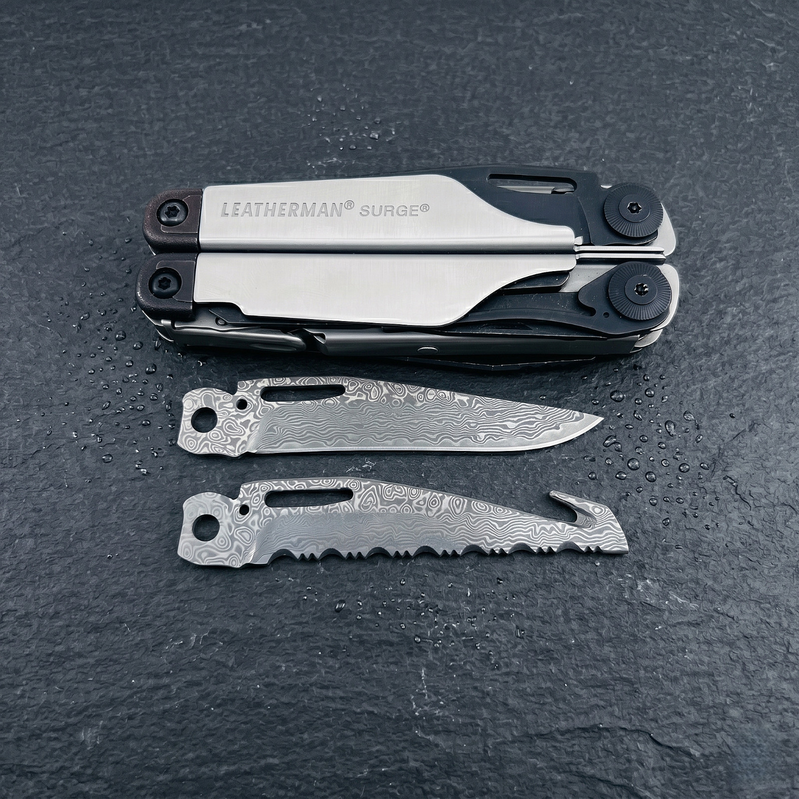 2-in-1 VG10 Damascus Main & Saw Blade – For Leatherman CHARGE TTI/WAVE | HRC60+