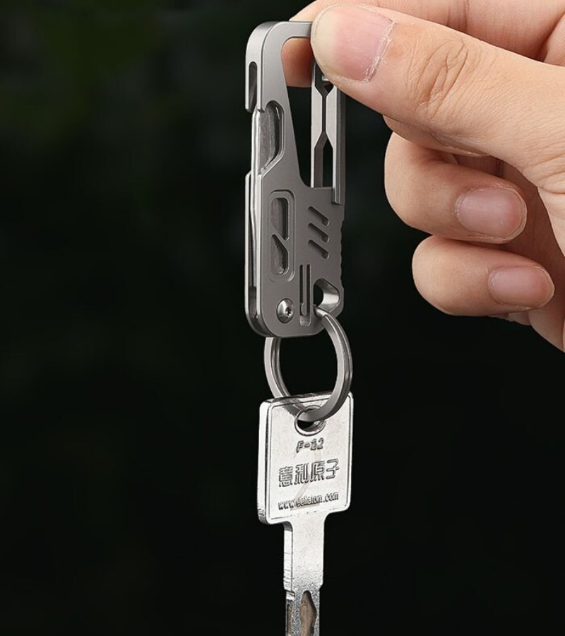 Edc Titanium Alloy Damascus Blade Keychain Outdoor Portable Folding Multi-tools