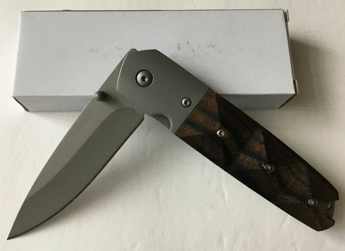 Wood Handle 4.5″ Linerlock with Stainless Steel Bolsters | P2 MI258