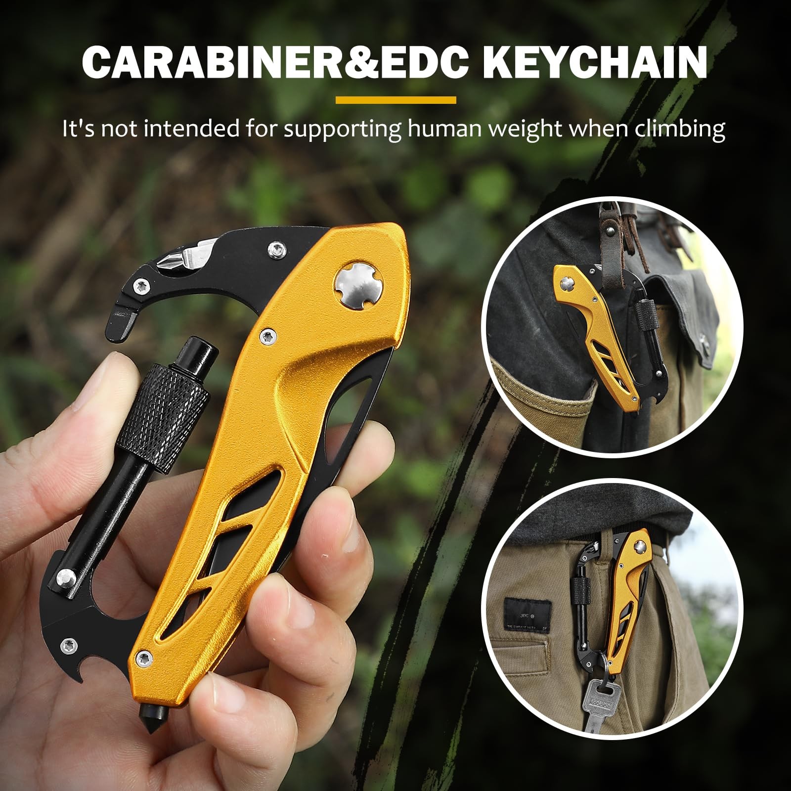 Stocking Stuffers Gifts for Men, Carabiner Multitool 6-in-1 EDC Carabiners Po…
