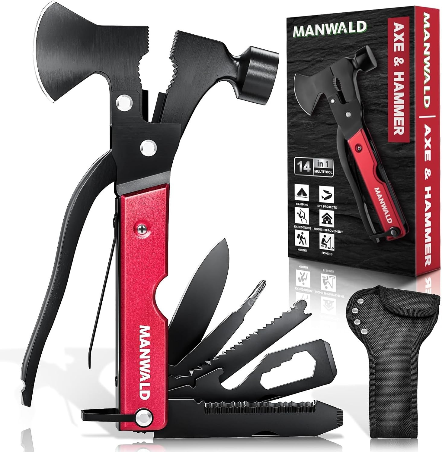 15 in 1 Multitool Axe Hatchet, Gifts for Men, Camping Accessories Survival Ge…
