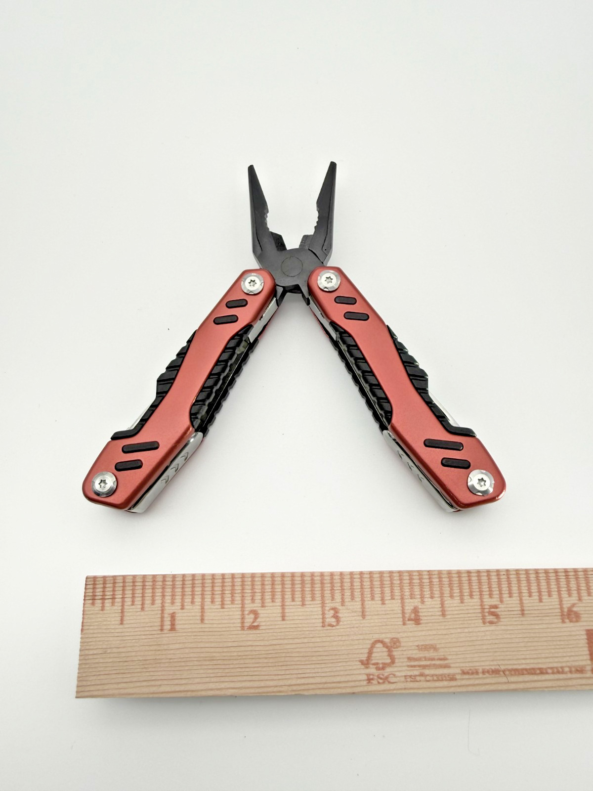 KVD Red Multi Tool Pliers Knife Saw Screwdriver Compact EDC w/ Sheath