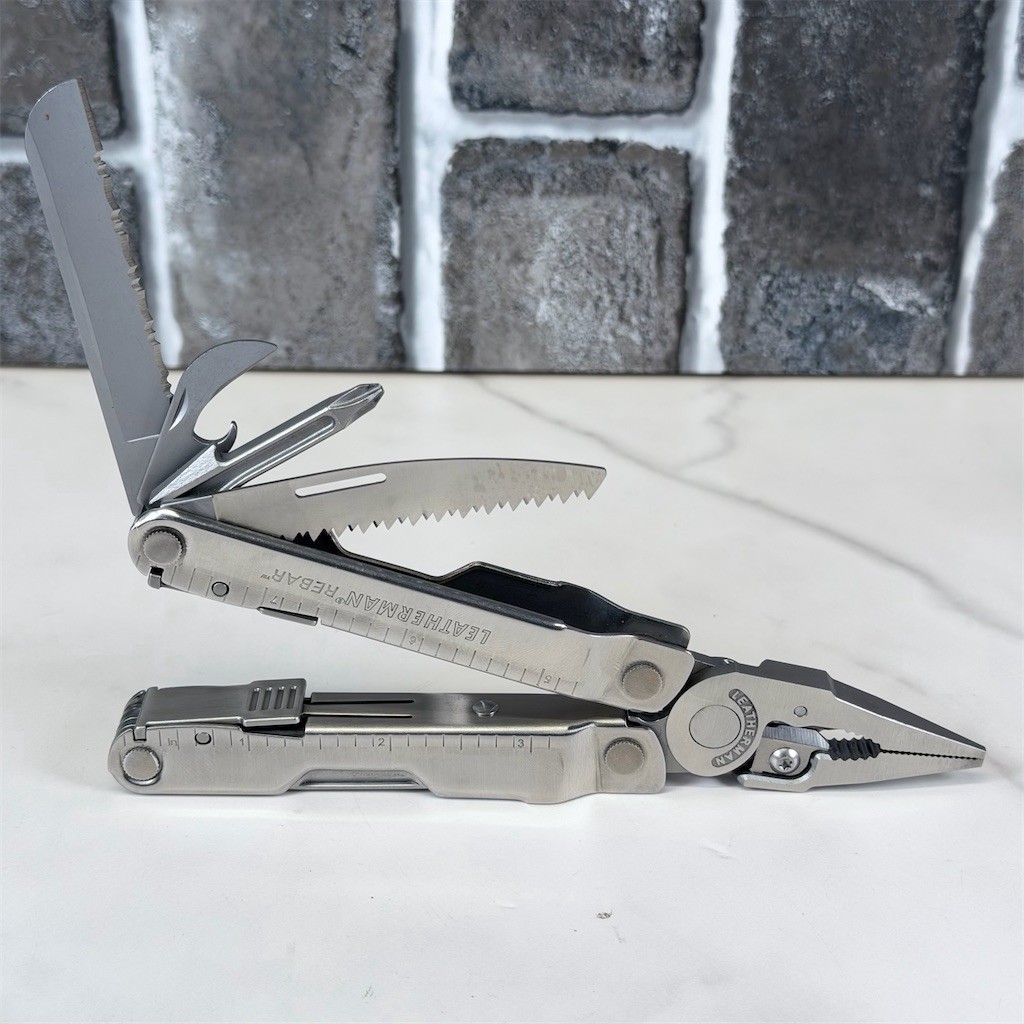 Leatherman Rebar Multi-Tool Silver w/ Black Leather Sheath Locking Tools Vintage