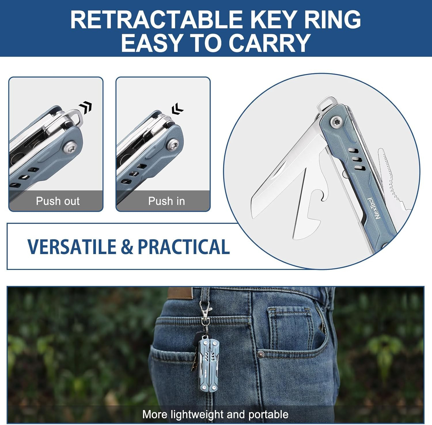 Nextool Mini Sailor S11 Keychain Multitool, 11-In-1 Compact EDC Pliers with Pock