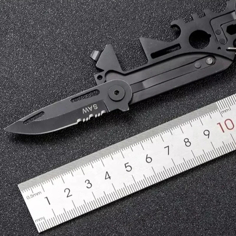 Small Survival Multitool Knife Keychain Keyring Car Escape Tool Bugout EDC Multi