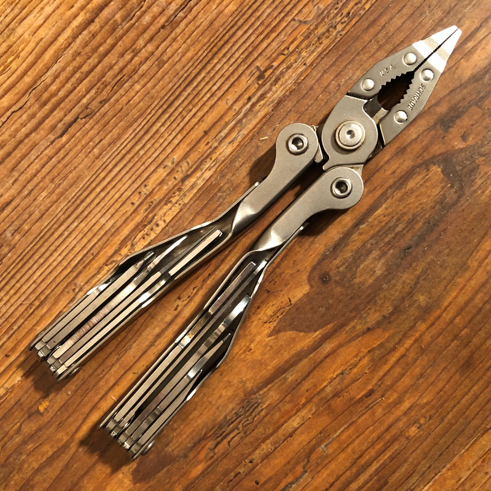 Vintage 90s Schrade USA ST1L Tough Tool Folding Multi-Tool Pliers & Belt Pouch