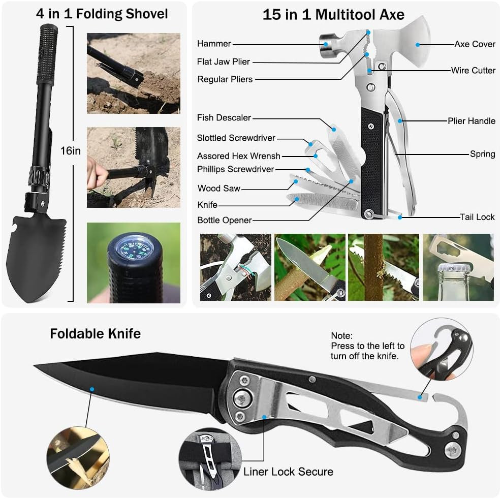 Professional Survival 235 Pcs Gear First aid Tool Gift for Men Camping Outdoor