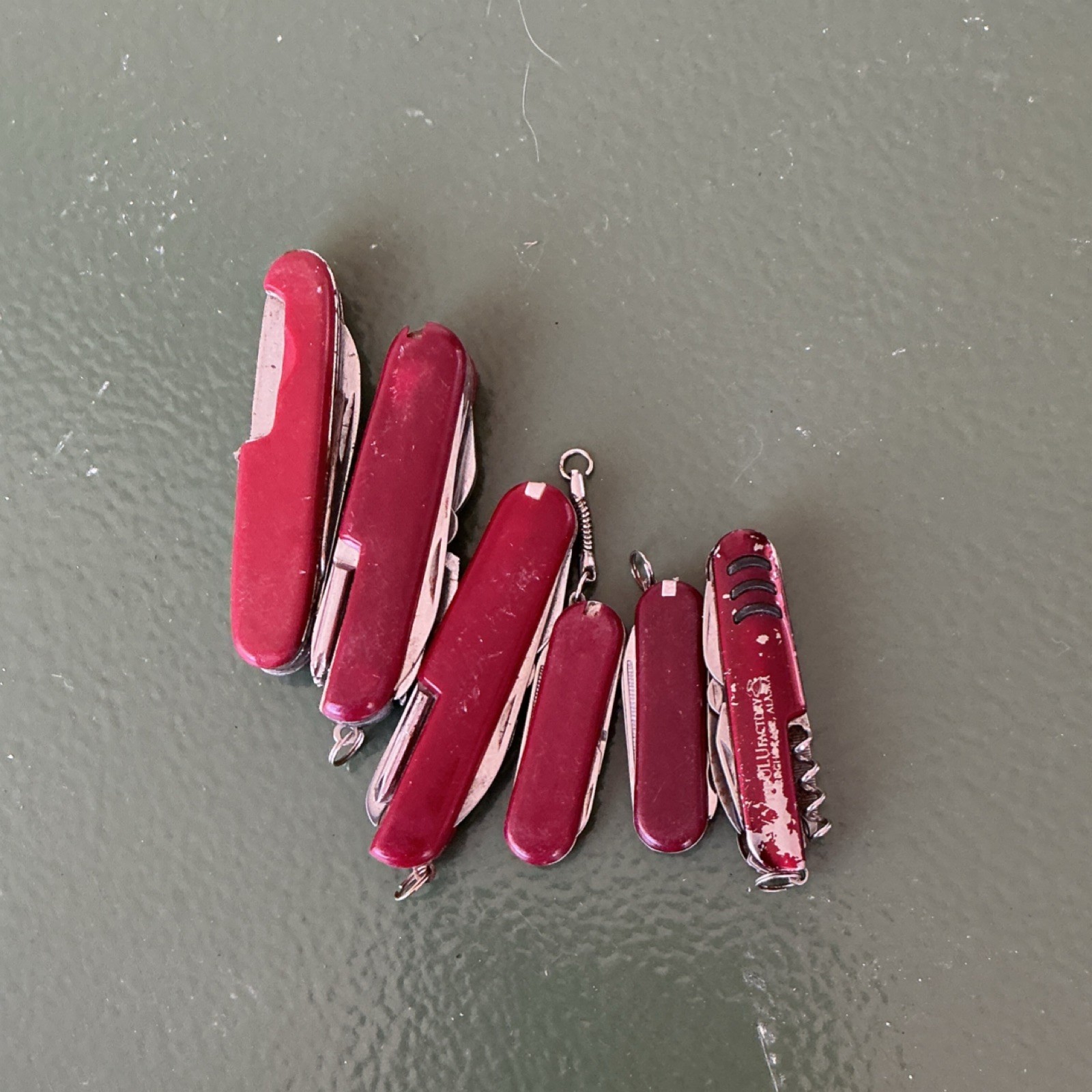 Victorinox Lot of 5 Red Multi-Tools Straight Edge Knife Corkscrew