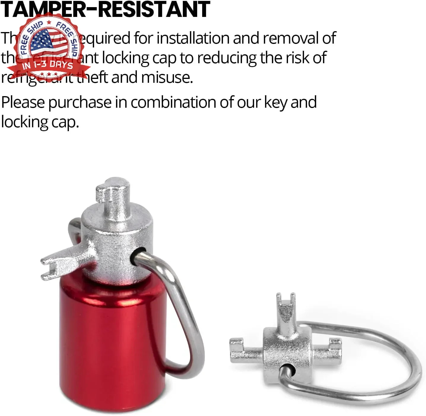 HVAC Tools, Locking Cap Key for Refrigerant Safety Caps, Universal Triple Use Mu