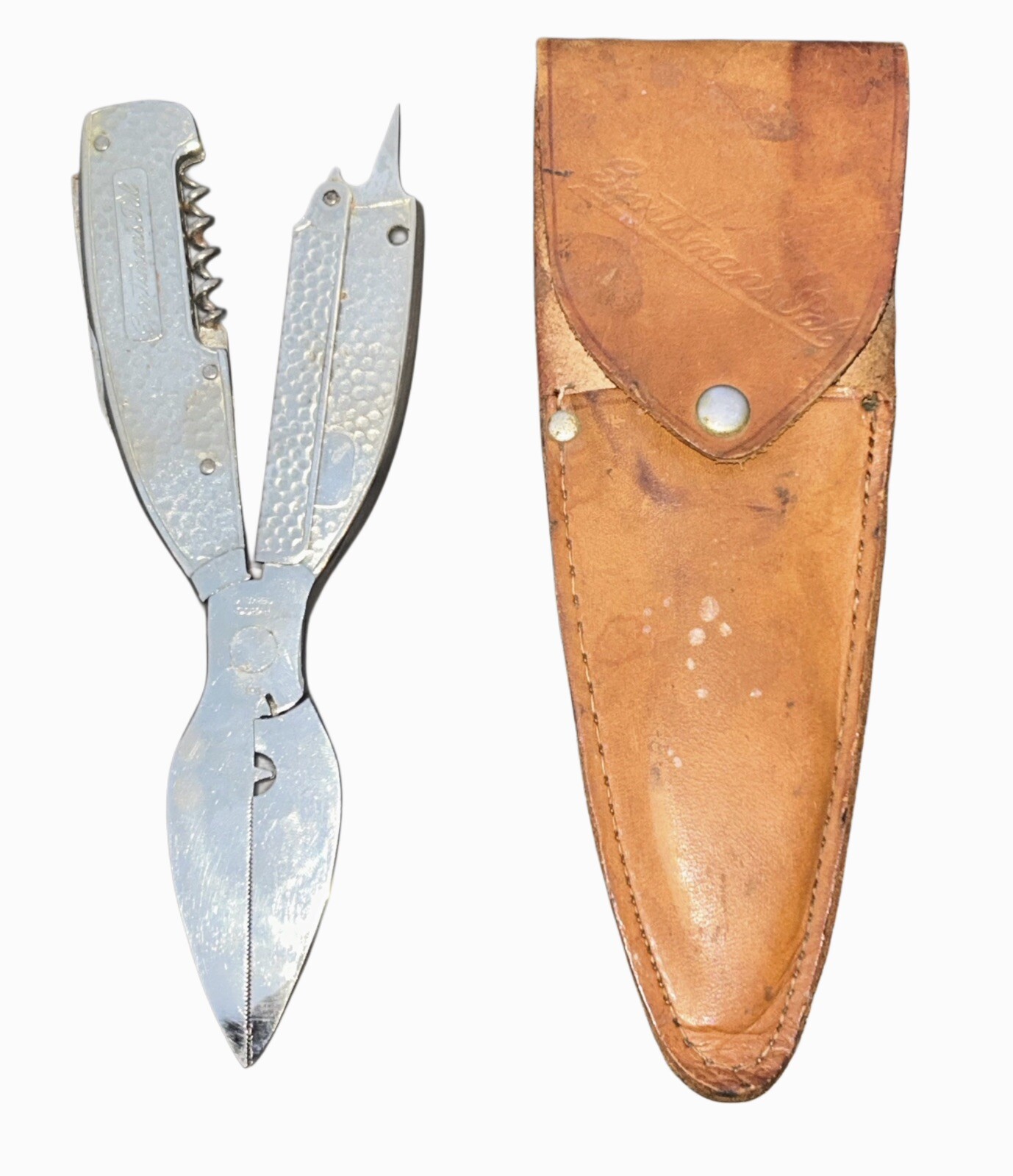 VTG Fyrco Sportsmans Pal Solingen Germany Multi Tool Pliers w/ Leather Sheath