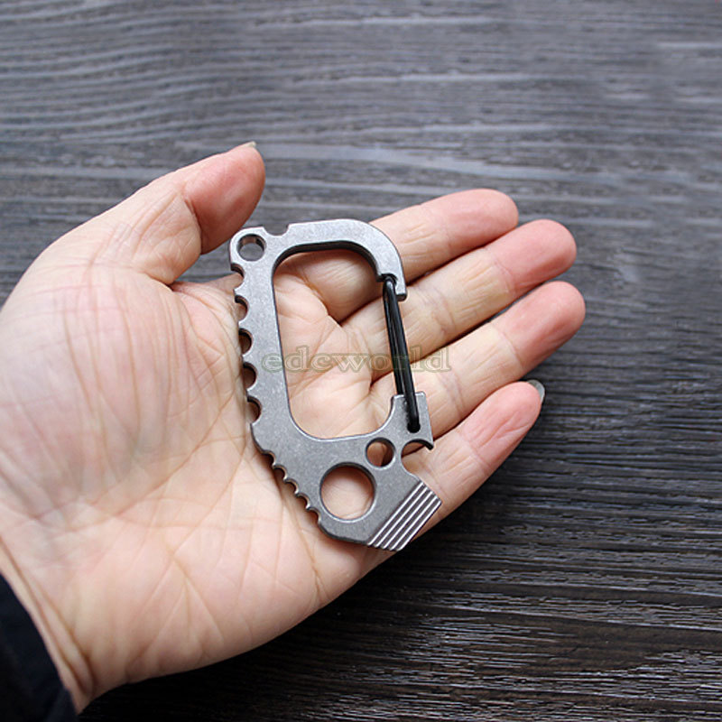 TITANER Titanium CNC Keychain Carabiner Bottle Opener Crowbar Outdoor EDC Tool