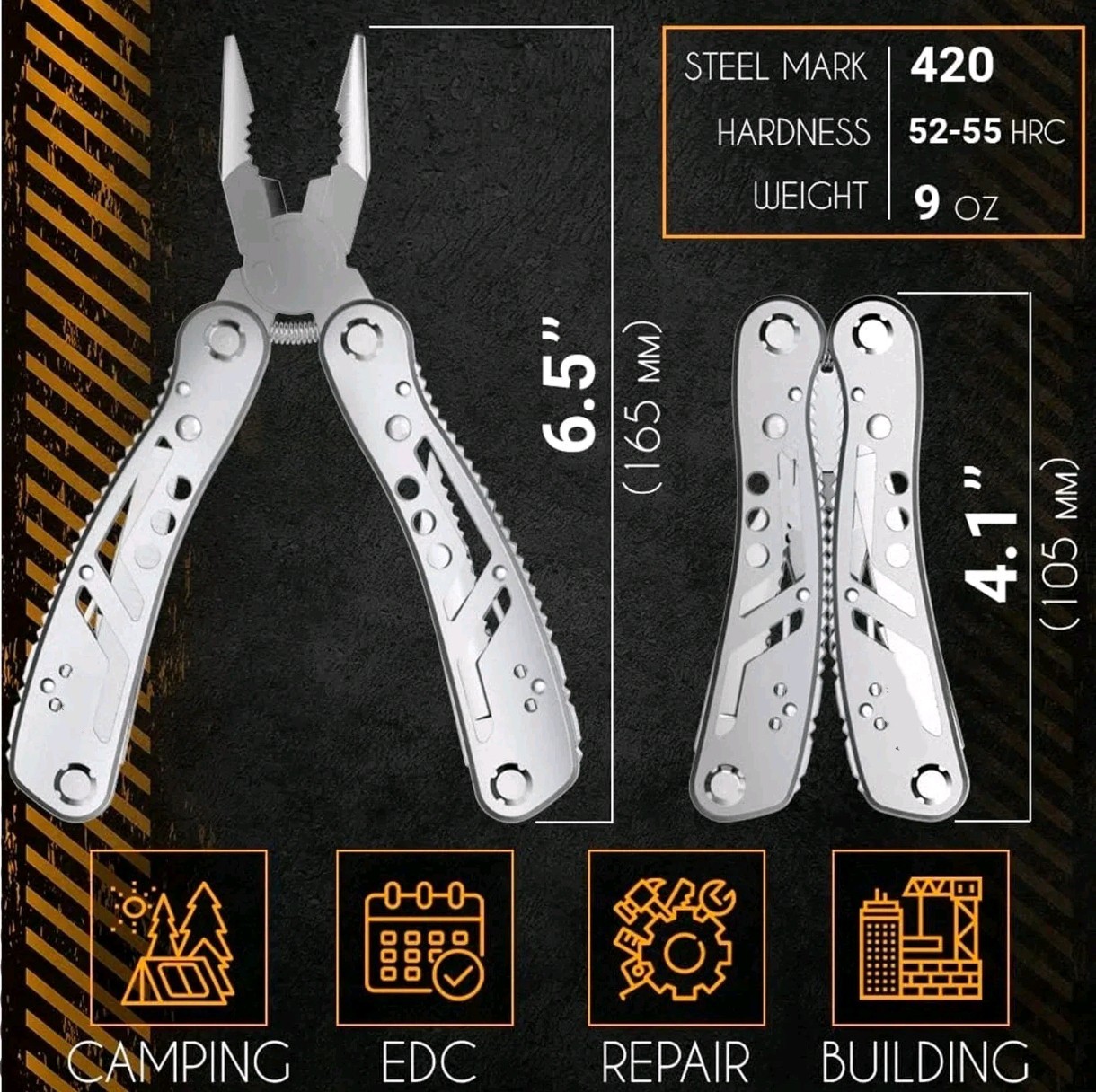 Multi Tool 13 in 1 Mini Keychain Outdoor Knife Pliers Camping L-size