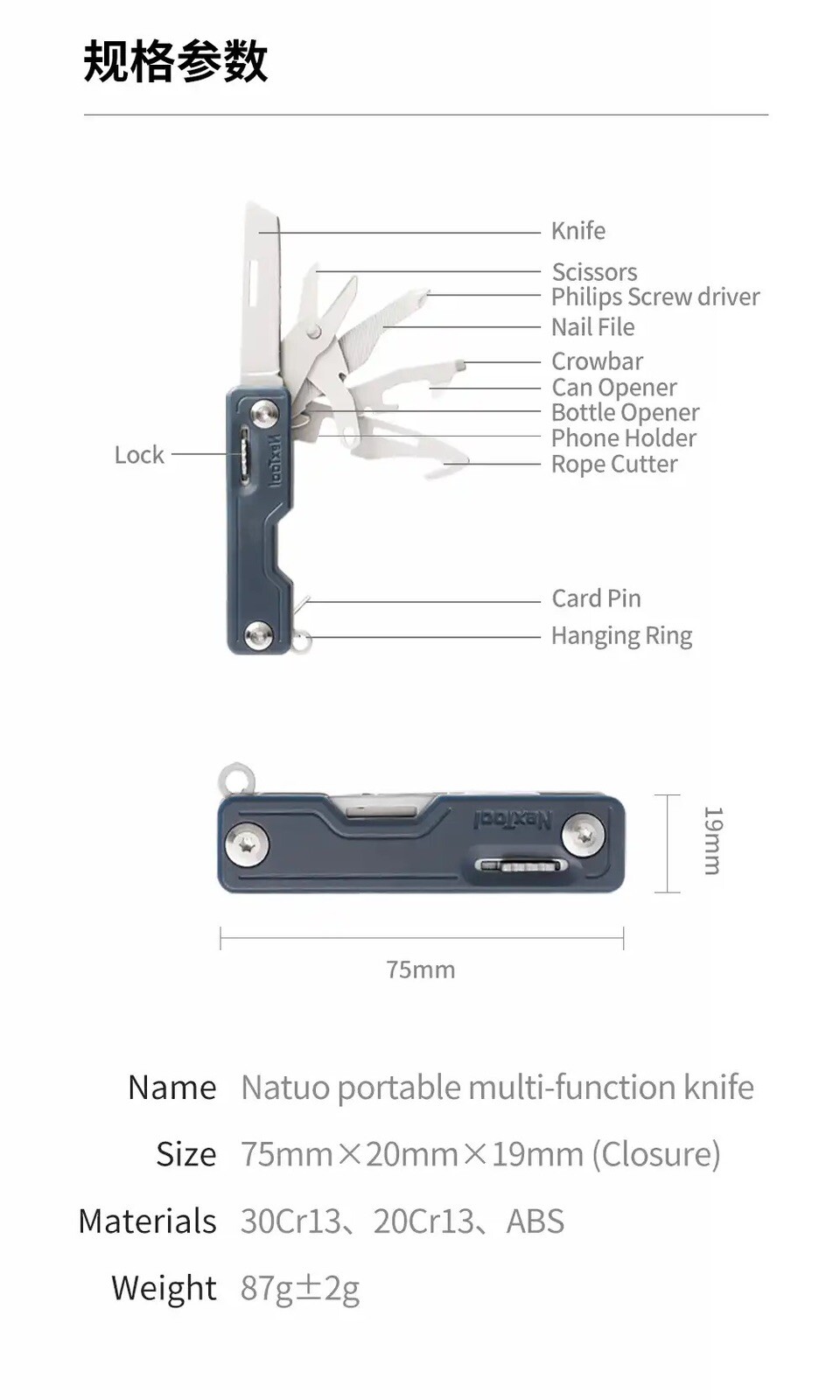NexTool New 10-IN-1 Mini Folding Pocket Knife Hand Tools Survival Edc Multi Tool