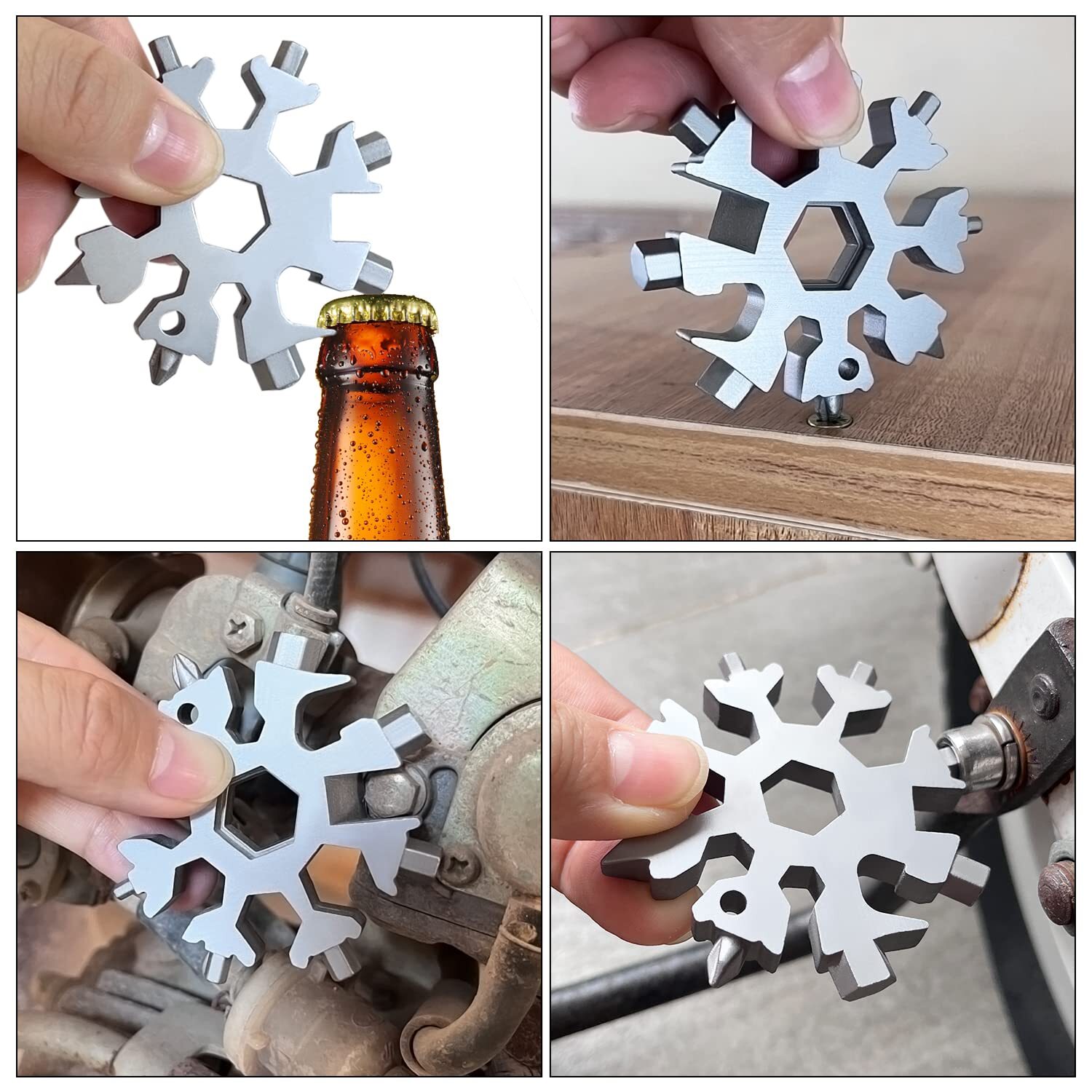 18 In 1 Snowflake Multitool & 8 In 1 Keychain Tool Stocking Stuffers For Men Chr