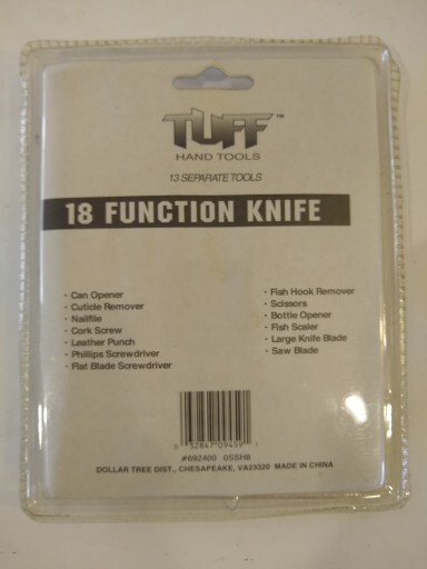 18 Function Red Tuff Tools – Pocket Knife w/ 13 Separate Tools.