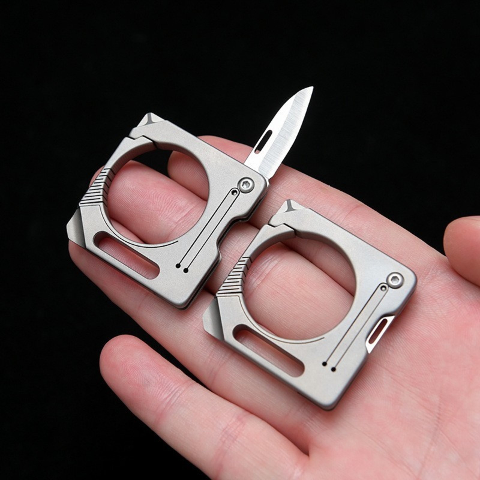 Titanium Alloy Keychain Carabiner Cutter Knife EDC Outdoor Travel Camping Tool