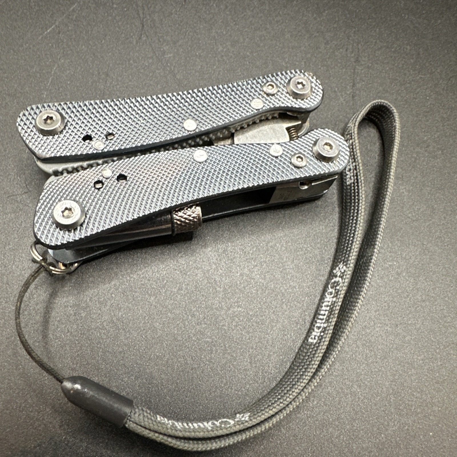 Colombia Pocket Pliers Keychain Bottle Opener Outdoor Camp Tool Flashlight Gray