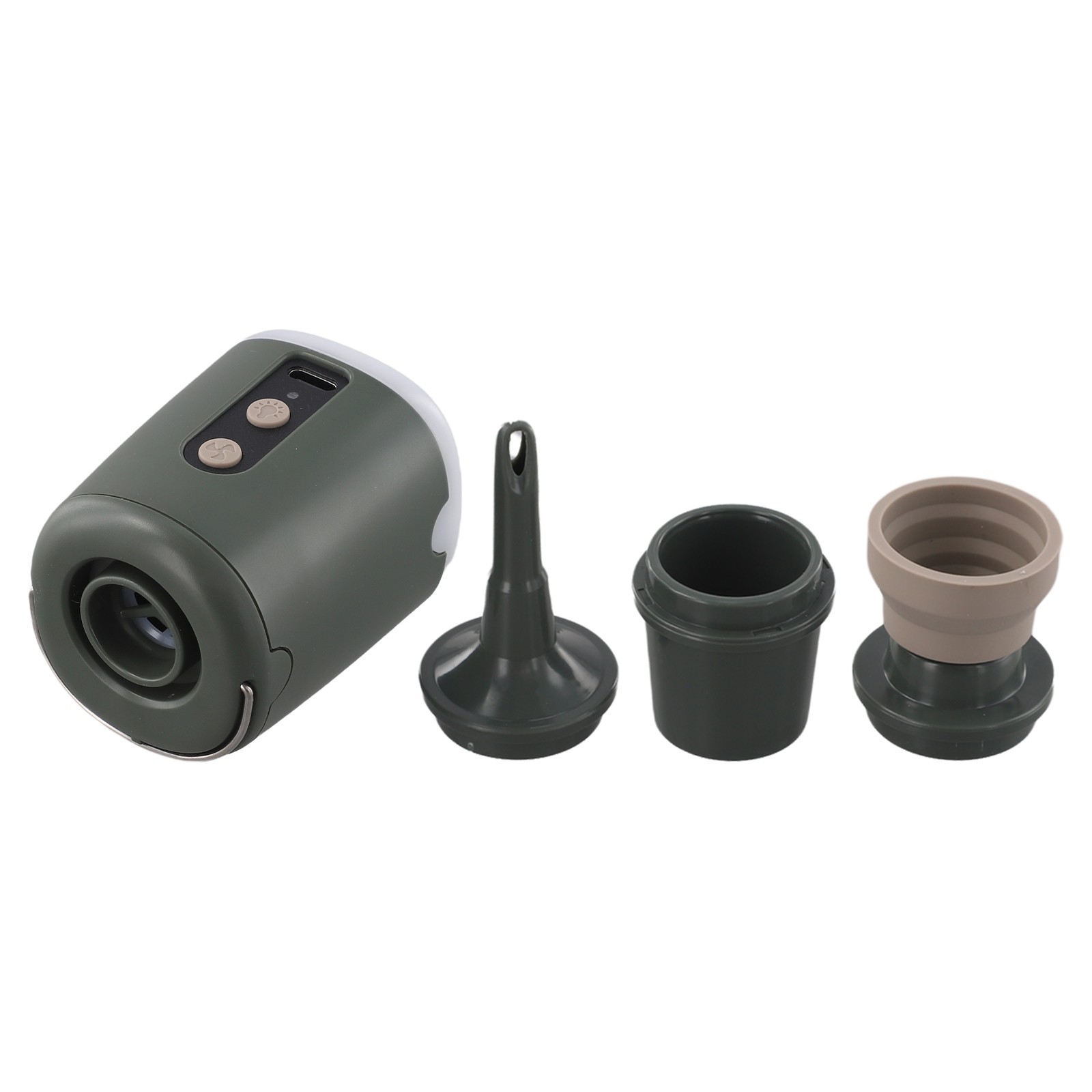 Camping Essential Compact Air Pump with LED Light and Nozzle Attachments
