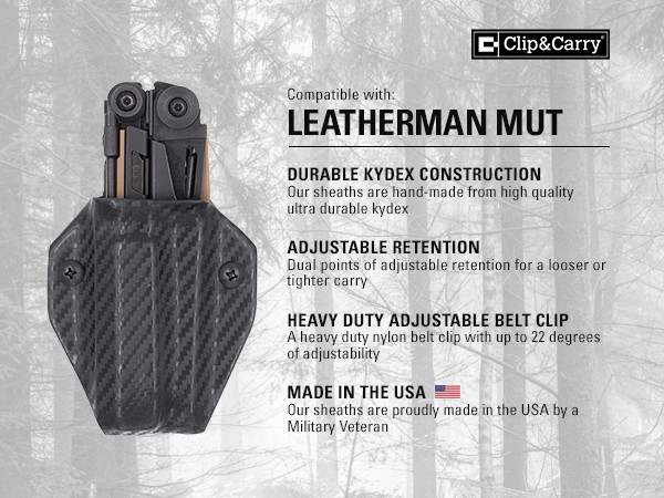 Clip & Carry Kydex Multitool Sheath fits Leatherman MUT – USA Made