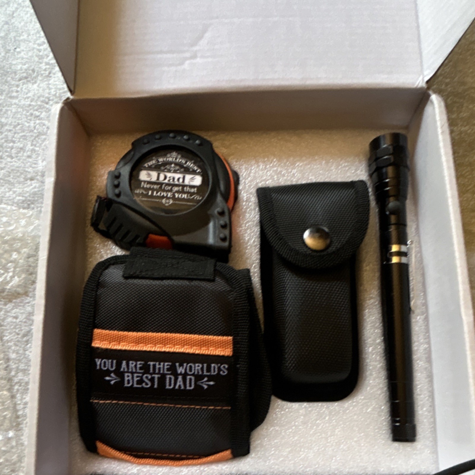 Multi-Tool Gift Set with Tape Measure & Flashlight, Black Orange, Father’s Day