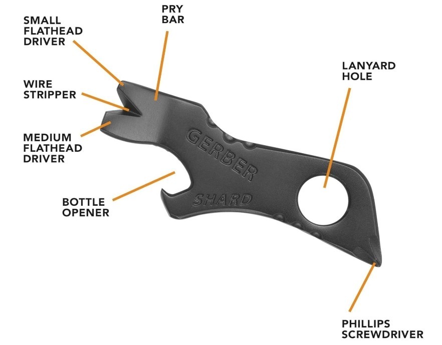 Gerber Gear Shard Black Keychain – Multitool Bottle Opener, Wire Stripper