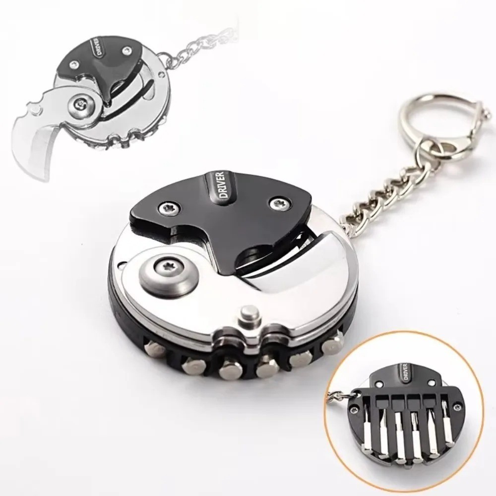 Multifunction Keychain Screwdriver Hex Coin Folding EDC Tool Mini Knife