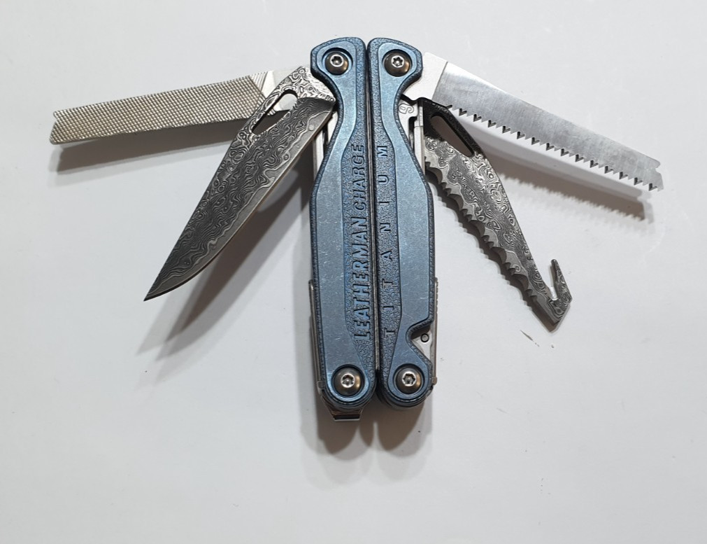 🔥🔥🔥 Leatherman Charge TTI Titanium Damascus Blades NotUsed Very Rare