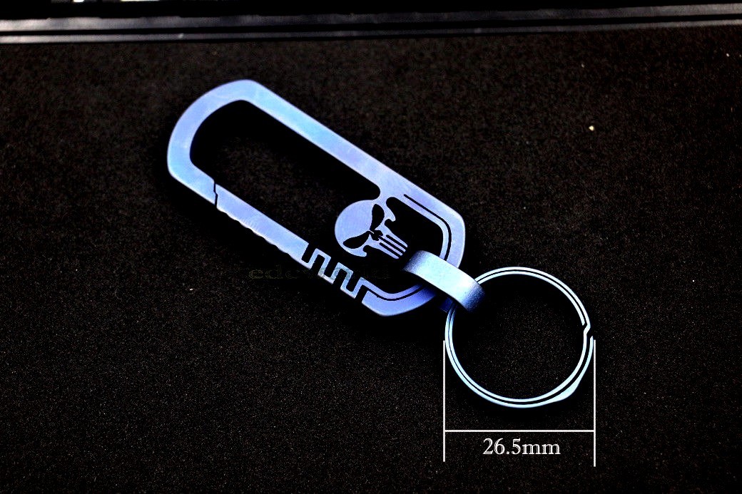 EDC Titanium TC4 Skull Keychain Carabiner w/ Key Ring Outdoor Fast Hanging Tool