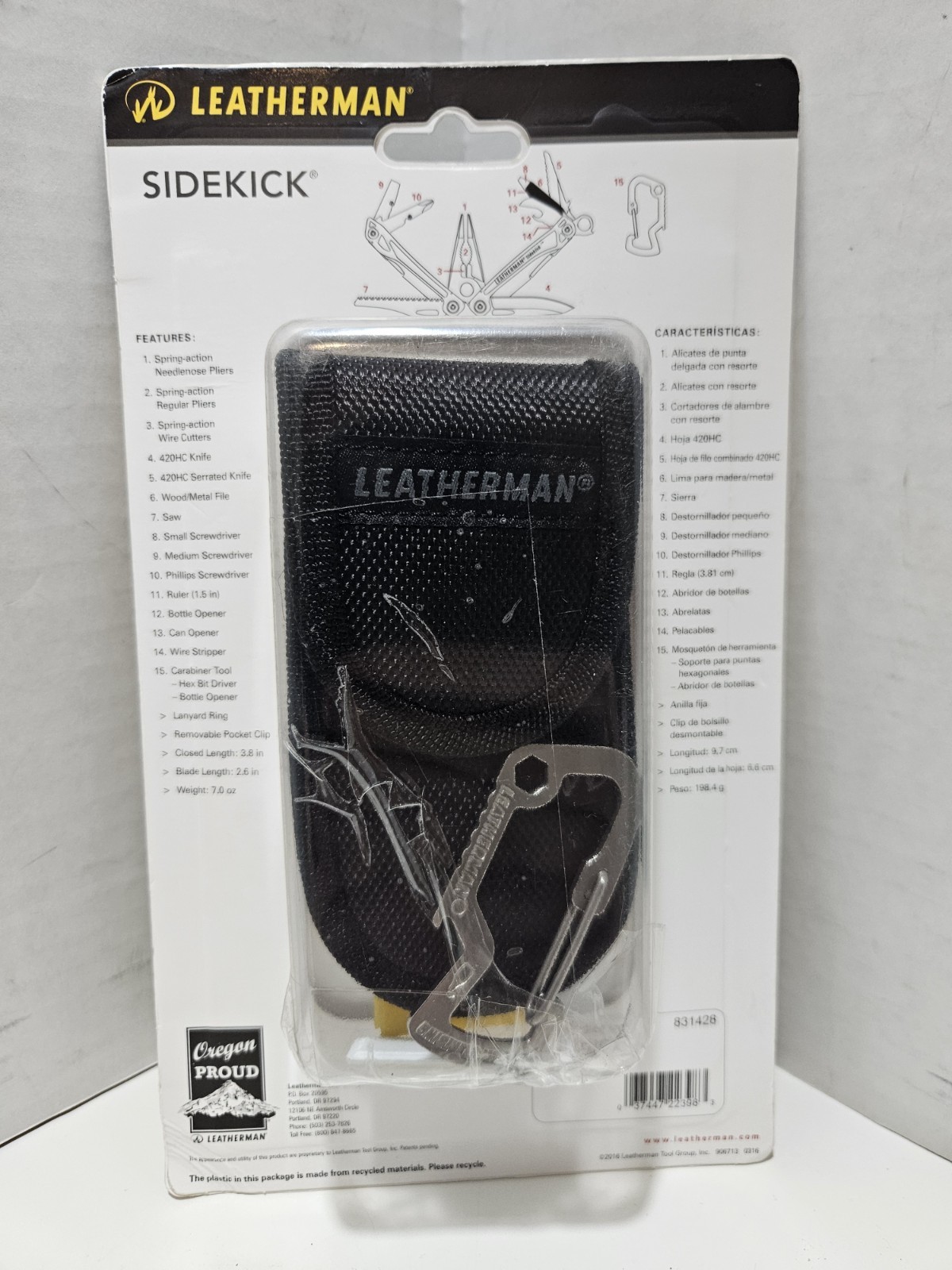 LEATHERMAN, Sidekick Multitool W/ Sheath and Clip 14 Tool. NEW OLD STOCK Sealed