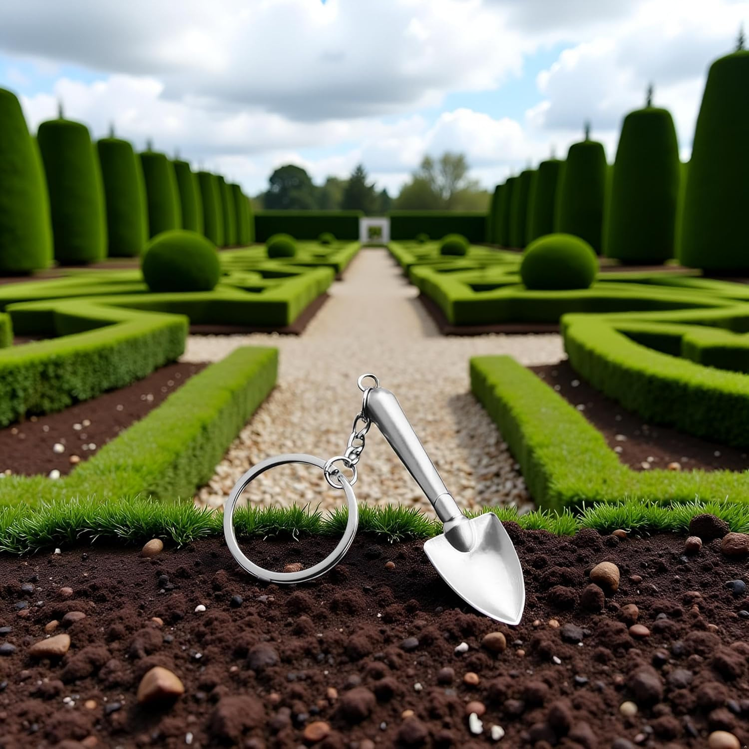 Silver Mini Shovel Tool Keychain,Shovel Keyring Pendant,Wrench Keychain Spanner,