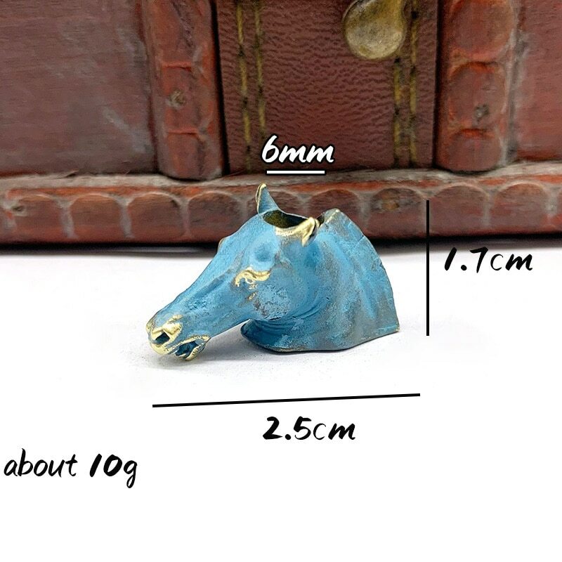 Brass Zodiac Horse Head Keychain Pendant Umbrella Rope Knife Bead EDC Pendant