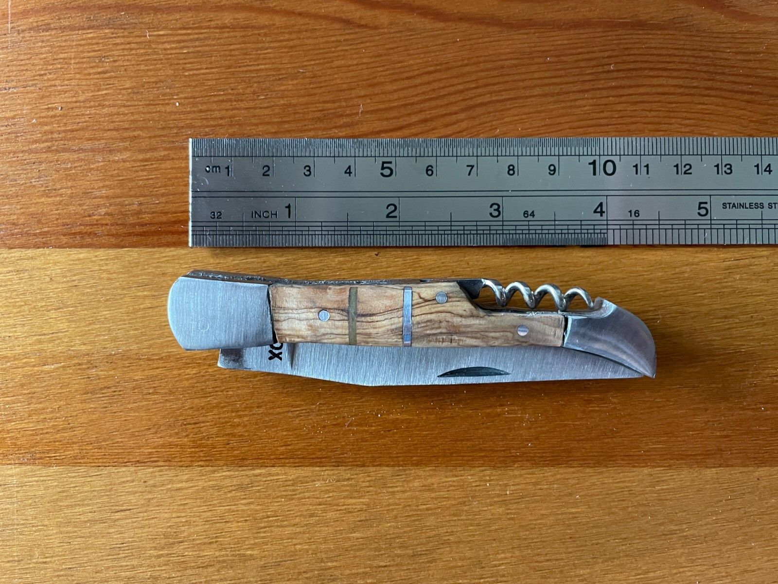 Pocket Knife 3.2″ Stainless With Wooden Handle Corkscrew Handmade Artisan