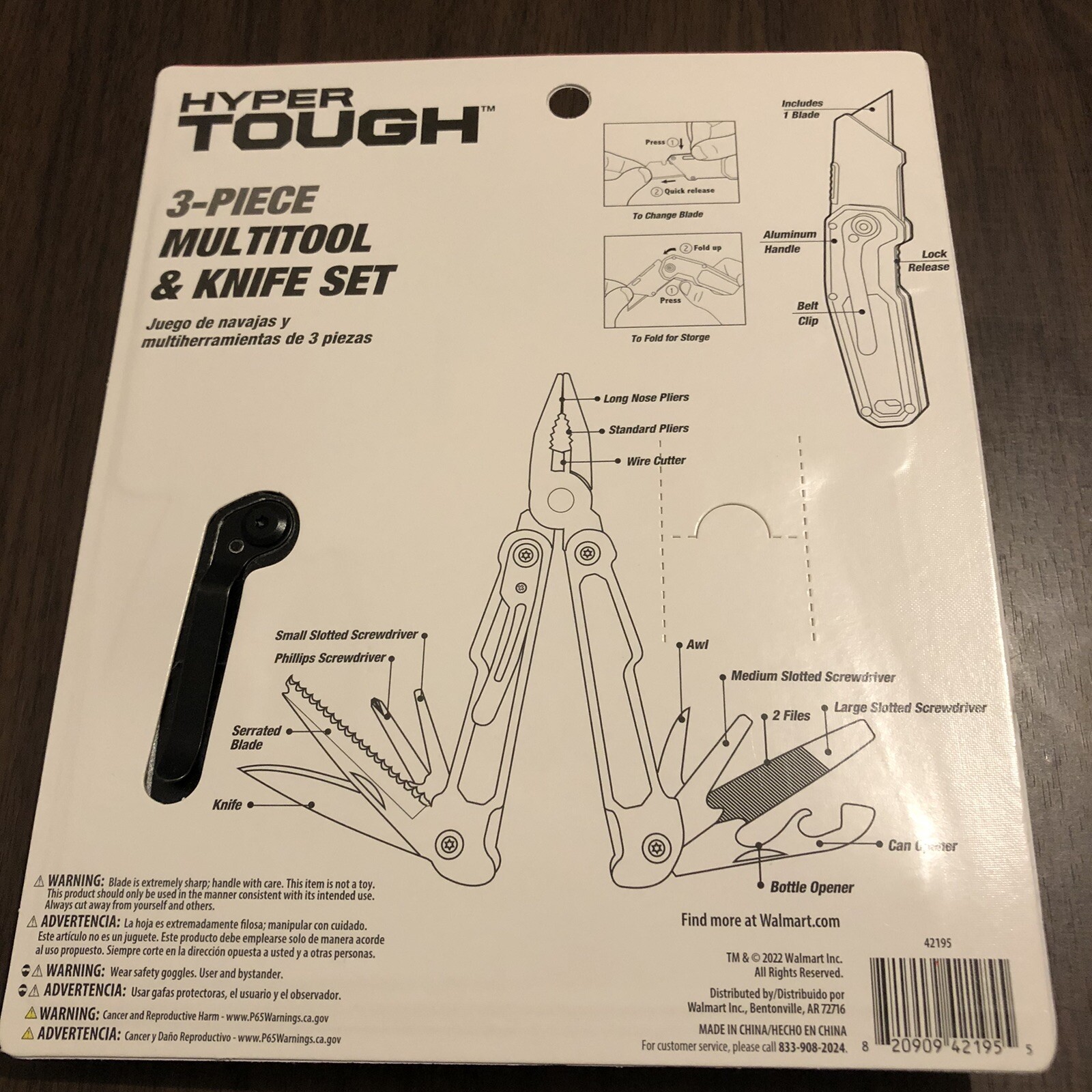 3 Piece Multi tool And Knife Hyper Tough-Duty Stainless Steel Construction