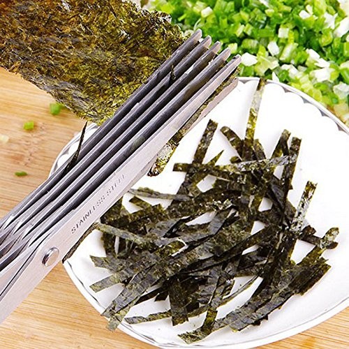 5-Layer Herb Scissors Stainless Steel Shredded Cut Kitchen Scissors Spices