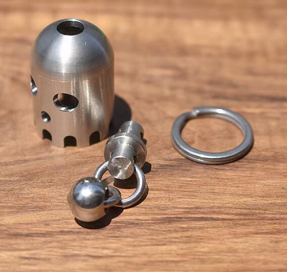 1 PC Small Stainless Steel Bell Wind Chime Rope Bead EDC Penant Keychain Pendant